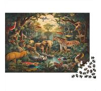 Animales Salvajes Jungla Rompecabezas 1000 Piezas De Cartón Grueso Juego De Rompecabezas Anti Estrés Adultos para Tiempo De Calidad En Pareja como Regalo Original 52x38cm/1000pcs