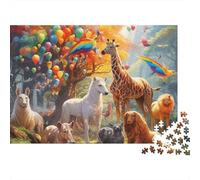 Animales Selva Tropical Puzzle de 1000 Piezas Papel para Adultos Escena Globos de Colores Relajación Decoración Hogar Regalo 38x26cm/1000pcs