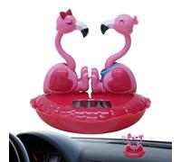 Animales solares, Animales danzantes con energía solar - Consola central Flamingo - Decoración para salpicadero de coche que sacude la cabeza, juguete para sacudir la cabeza de San para la