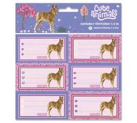 Animales tiernos: etiquetas para cuadernos con caballo, paquete de 18 (3 x 6)
