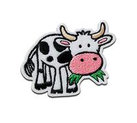 animales vaca - Parches termoadhesivos bordados aplique para ropa, tamaño: 3,8 x 5,4 cm