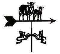 Animales - Veleta meteorológica estilo granja, retro, con indicador de dirección del viento, acero inoxidable, forma de animales, adornos para exteriores, fácil de montar (oveja)