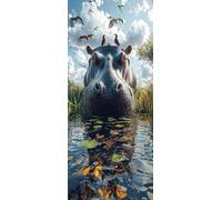 Animali Dipingere con i Numeri Adulti, Misura XXL 50x150cm,Cavallo Di Fiume 1 Paint by Numbers Kit Principianti Con 3 Penne, Kit Fai Da Te, Hobby Creativi Adulti Decorazioni, (Senza Cornice) P0M-889