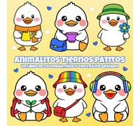 Animalitos Tiernos Patitos: Libro de Colorear para Adultos, Adorable, Anti-estrés y de Trazos Grandes