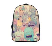 Animals And Monsters Mochila Para Niñas Moda Mochila Escolar Gran Capacidad Kawaii Mochila Escolar Con Lindos Colgantes De Mochila Impermeable Para Niñas 40x28x16cm