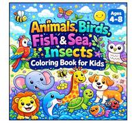 Animals, Birds, Fish & Sea, Insects Coloring Book for Kids: Fun, Easy & Educational Coloring Pages for Kids Ages 4-8