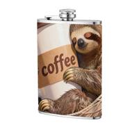 Animals in a Hammock - Petaca de cuero de 8 onzas, petaca de whisky de acero inoxidable para bebidas, juego de licor de bolsillo para hombres, boda, padrino de boda