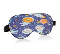 Animals in Space Sleep Mask Lightweight Soft Breathable Eye Mask with Adjustable Strap Blackout Eye Mask for Women Men for Travel Night Sleeping