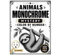 Animals Monochrome Mystery Color by Number: Relaxing Black & White Color-by-Number Puzzles for Adults | Use 5 Marks to Discover the Hidden Pixel Art