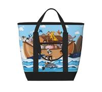 Animals on Noah's Ark - Bolsa térmica flotante aislada para alimentos, bolsas de compras aisladas con cremallera superior para viajes, picnic