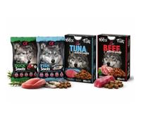 ANIMALUJOS - Alpha Spirit Snacks Naturales para Perros Pack 16 Unidades (4X Duck, 4X Fish, 4X Tuna, x 4 Beef) 100% Carne Fresca Alta Proteína Grain Free