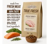 ANIMALUJOS - Carnilove True Fresh 4 kg + Lata Comida Húmeda 400 g Gratis | Pavo, Ternera o Pescado | Pienso Natural sin Cereales | Alta Digestibilidad Alimento para Perros (Pavo 4 Kg + Regalo)