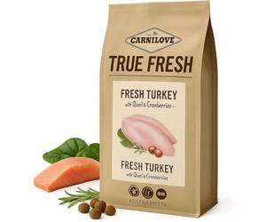 ANIMALUJOS - Carnilove True Fresh 4 kg + Lata Comida Húmeda 400 g Gratis | Pavo, Ternera o Pescado | Pienso Natural sin Cereales | Alta Digestibilidad Alimento para Perros (Pavo 4 Kg + Regalo)