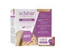 ANIMALUJOS Comida Húmeda Veterinaria Schesir para Gatos 80g - Latas en Caldo con Trocitos | Diabetic, Weight Control, Gastrointestinal, Urinary | Pack 8 uds (8 Unidades, Diabetic)