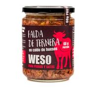 ANIMALUJOS - Comida Húmeda WESO para Gatos y Perros | Falda de Ternera en Caldo de Huesos | 6 Unidades x 400 gr | Complemento Natural y Saludable para Mascotas