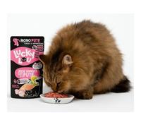 ANIMALUJOS-Lucky Lou Monoproteica de Gato Pavo 125 g - Monoproteína de Pavo, sin Cereales ni Gluten, con superalimentos (espino Amarillo, caléndula), Alta digestibilidad - 6 Unidades