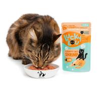 ANIMALUJOS - Lucky Lou para Gatos Adultos Ave de Corral y Camarones 125 g | Alimento húmedo Completo, sin Cereales ni Gluten, Alto en proteína - 6 Unidades