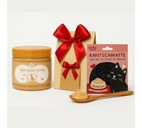 ANIMALUJOS - Mantequilla de Cacahuete + Alfombra Lickin Forma de Gato con un pequeño Regalo Bolsita de Chuches 50 gr - Pawfwect/Lucky Lou