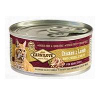 ANIMALUJOS - Pack 12 latas Carnilove Gatos Pollo/Pato/faisán o Pollo/Cordero | Comida húmeda Completa sin Cereales + Tapa Regalo Color Aleatorio (12 Unidades, Pollo y Cordero + Regalo Tapa)