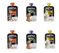 ANIMALUJOS Yogur Natural para Perros - 6 Yogures de 3 Sabores: Salmón, Pollo y Natural - Sin Lactosa, Sin Aditivos, Fuente de Proteínas - Snack Saludable para Perros