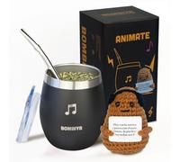 Animate Mate Argentino Edición Soy tu Fan - Kit Mate con taza mate, bombilla con filtro y una tapa plástica para la yerba - Doble pared de acero inoxidable - Ideal para regalar
