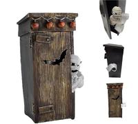 Animated Halloween Outhouse Decoration with Motion-Activated Jumping Mummy for Indoor Outdoor Party Yard Haunted House Decor (1PCS)