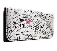 Animation Aristocats Pequeña Princesa Marie Notas Musicales Cartera de Tres Pliegues Bolsillo para Monedas & Portatarjetas, Blanco