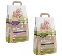 Animax Arena Aglomerante Absorbente para Gatos, Triturada, Arena Perfumada Control de Olores | Deshechable en Inodoro | Zero Waste Hecha de Madera (7+7L, Lavanda + Té Verde)