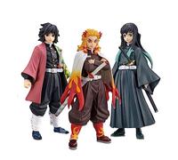 Anime 16 cm Tomioka Rengoku Tokitou Muichirou Figura de acción, Kimetsu No Yaiba PVC Modelo Colección Estatua Adornos de Escritorio, 3 Piezas