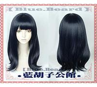 Anime 50cm Ink Blue Black Mix Curly Half Long Takarada Rikka Wig SSSS.GRIDMAN Cosplay Anime Wigs Synthetic Hair + Wig Cap