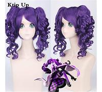 Anime Alice Wonderland Cosplay Wig Purple Curly Synthetic wigs With Ponytails Halloween Party Costume Wig For Women