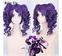 Anime Alice Wonderland Cosplay Wig Purple Curly Synthetic wigs With Ponytails Halloween Party Costume Wig For Women