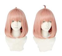 Anime Anya Forger Cosplay Wig Pink Short Bobo Synthetic Hair Role Play Halloween Carnival Party + Wig Cap