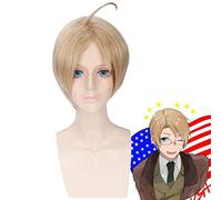 Anime APH Hetalia Axis Powers America Alfred F Jones Peluca Cosplay Disfraz Hombre Corto Pelo sintético Fiesta de Halloween Pelucas PL-237