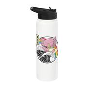 Anime Axolotl Ramen Noodles Great Wave Kawaii Rainbow Stainless Steel Insulated Water Bottle