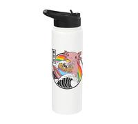 Anime Axolotl Ramen Noodles Great Wave Kawaii Rainbow Stainless Steel Insulated Water Bottle