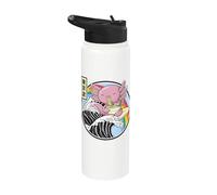 Anime Axolotl Ramen Noodles Great Wave Kawaii Rainbow Stainless Steel Insulated Water Bottle