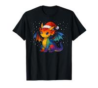 Anime Baby Dragon Christmas Santa Rainbow LGBTQ Pride Snow Camiseta