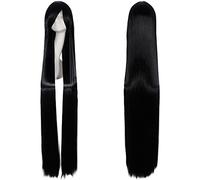 Anime básico de 150 cm de largo pelucas negras rectas para mujeres Cosplay de caricaturas universales Cospla Fiesta de vestuario de anime Black Cosplay Wigs 150cm de una talla larga Long Straight 03