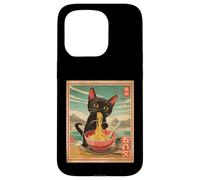 Anime Black Cat Ramen - Gato japonés Divertido Kawaii Carcasa para iPhone 15 Pro