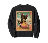 Anime Black Cat Ramen - Gato japonés Divertido Kawaii Sudadera