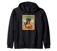 Anime Black Cat Ramen - Gato japonés Divertido Kawaii Sudadera con Capucha