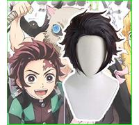 Anime Blade Of Demon Cosplay Pelucas Tanjirou Kamado Peluca Cosplay Peluca sintética resistente al calor Cabello Fiesta de Halloween Kimetsu No Yaiba