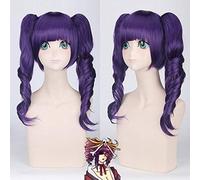 Anime Bleach Katenkyoukotsu Lila Cosplay Peluca con cola de caballo doble ondulada flequillo pelo sintético Katenkyoukotsu pelucas de talla única Katenkyoukotsu 057