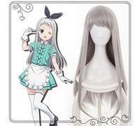 Anime Blend S Kanzaki Hideri Aus Recto Largo Gris plateado Cosplay Peluca Disfraz de Halloween Jugar Pelucas Para Mujeres + Peluca Cap KUQX809