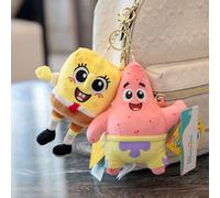 Anime Bob Esponja Squarepants Patrick Star Calamardo Eugene H. Krabs Gary juguete de peluche colgante llavero regalo de cumpleaños para chico SpongeBob 11cm