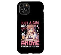Anime Boba Tea Sketch Girl Kawaii Artista Diseño Carcasa para iPhone 11 Pro