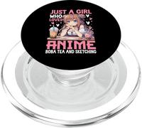 Anime Boba Tea Sketch Girl Kawaii Artista Diseño PopSockets PopGrip para MagSafe