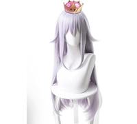 Anime Bowsette Booette Princesa Teresa Peluca De Cosplay, Pelo Largo Y Liso Púrpura Grisáceo Para Fiesta De Halloween