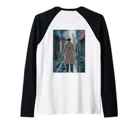 Anime Boy Rainy Tokyo Street Manga Arte japonés Camiseta Manga Raglan